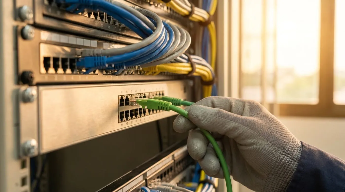 Network patch panel with numbered cables